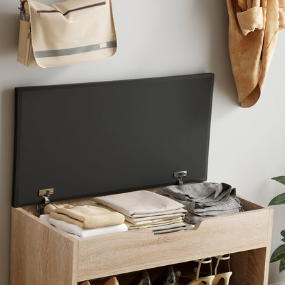 SHOE RACK WITH SEAT ROMIR HM2477.01 MELAMINE IN SONAMA-BROWN SEAT 60x30x44Hcm.