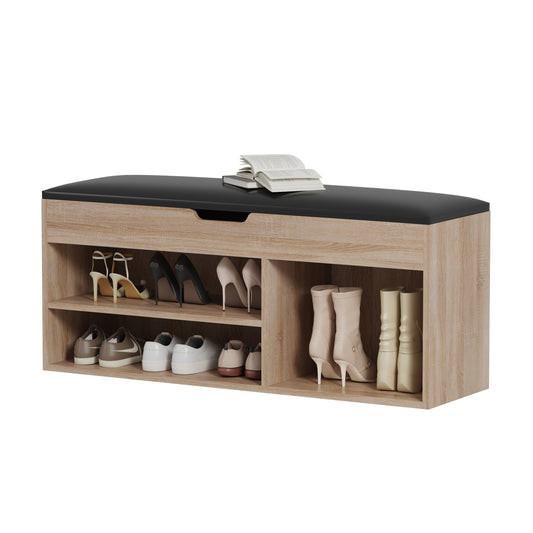 SHOE RACK WITH SEAT ROMIR HM2478.01 MELAMINE IN SONAMA-BROWN SEAT 100x30x44Hcm. image 1