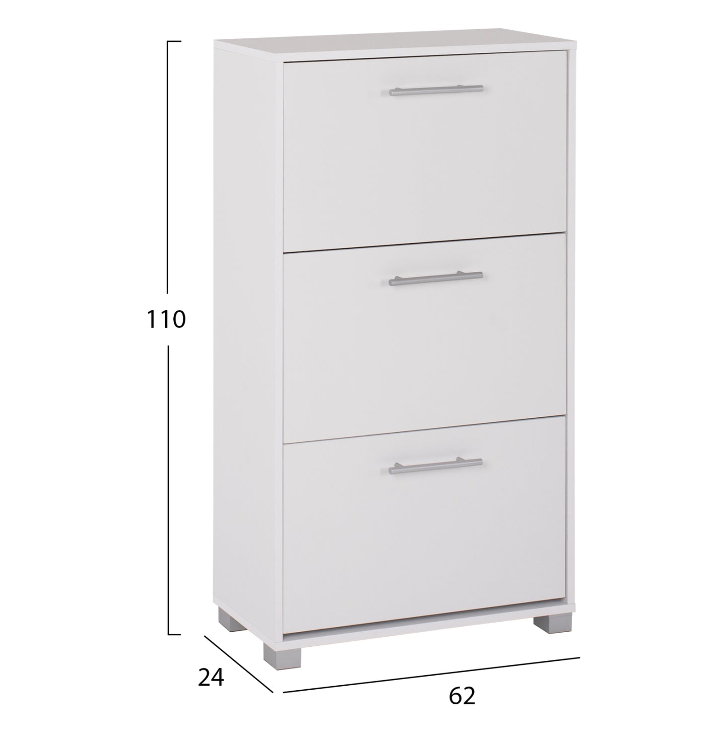 SHOE CABINET HM2221.05 3 LEVELS MELAMINE IN WHITE 62Χ24Χ110Hcm.