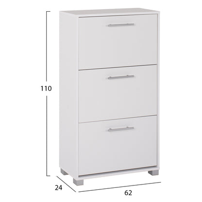 SHOE CABINET HM2221.05 3 LEVELS MELAMINE IN WHITE 62Χ24Χ110Hcm.