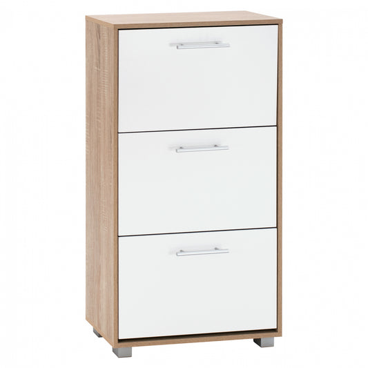 Shoe Cabinet Melamine 3seater HM2221.06 Sonama-White 62x24x110cm image 1