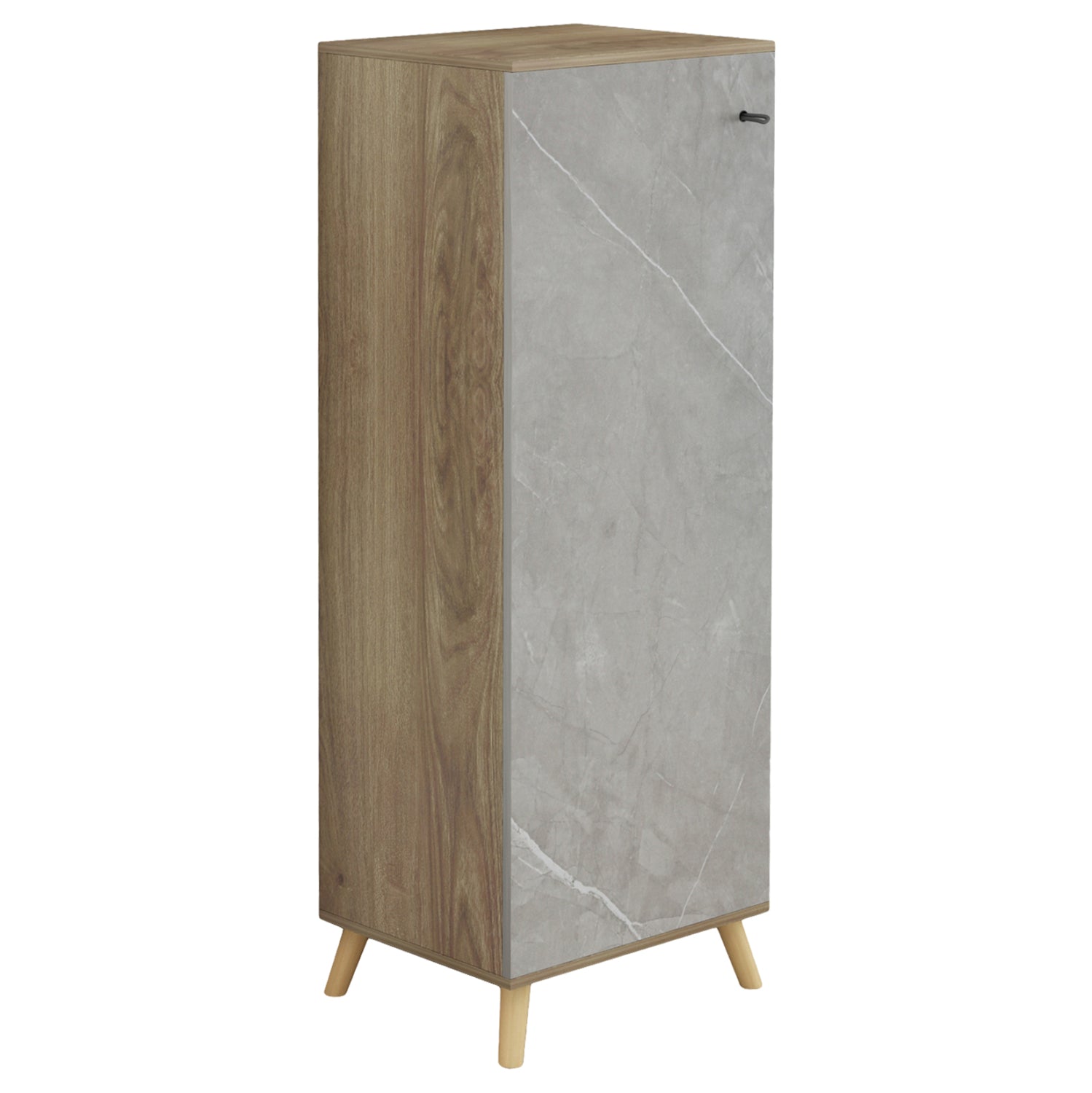 SHOE CABINET ALVARO HM8954.11 MELAMINE IN SONAMA-STONE TEXTURE 50Χ38Χ135Hcm. image 1