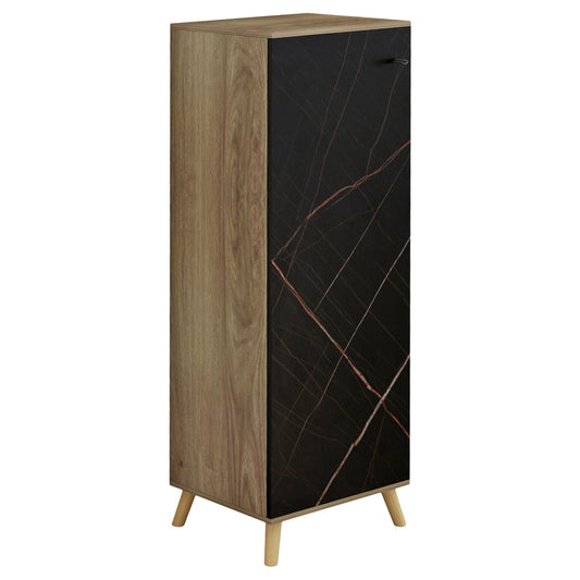 SHOE CABINET ALVARO HM8954.13 MELAMINE IN SONAMA-BLACK MARBLE 50Χ38Χ135Hcm. image 1