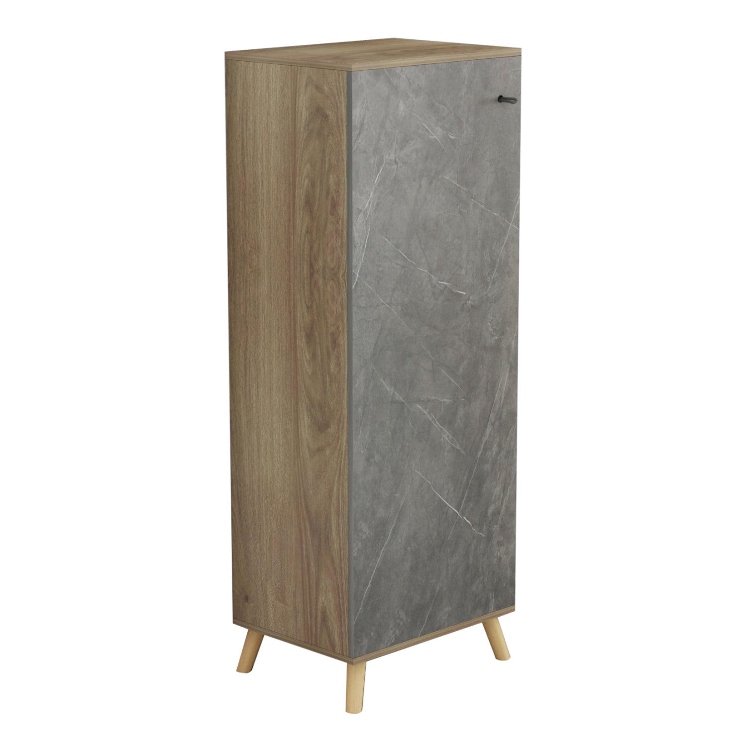 SHOE CABINET ALVARO HM8954.14 MELAMINE IN SONAMA-STONE TEXTURE 50Χ38Χ135Hcm. image 1