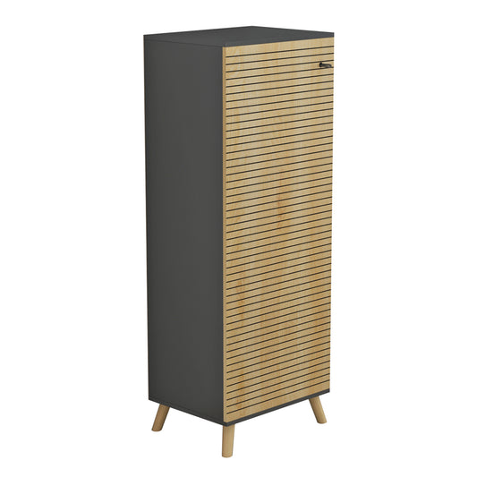 SHOE CABINET ALVARO HM8954.15 MELAMINE IN ANTHRACITE-NATURAL WOOD 50Χ38Χ135Hcm. image 1