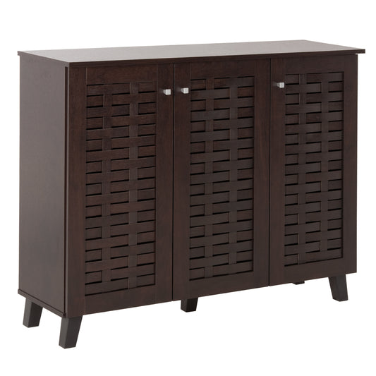 SHOE CABINET PRODY HM9610.01 MELAMINE IN WENGE 3 DOORS 115x34x89Hcm. image 1