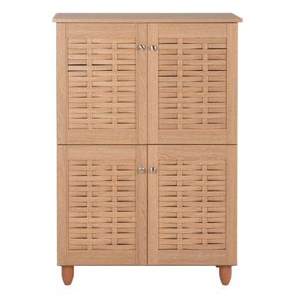 SHOE CABINET KABIRA HM2210.09 4-DOOR MELAMINE IN OAK COLOR 77x34x115Hcm.