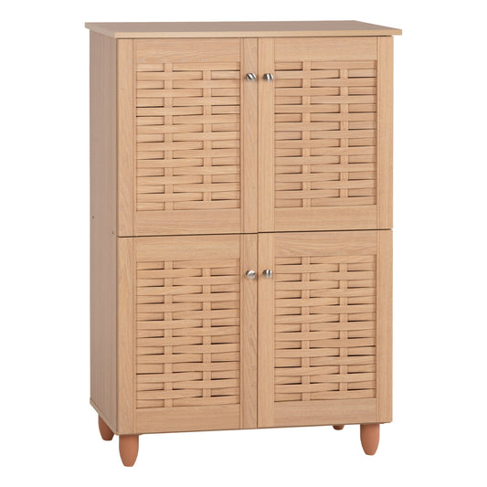 SHOE CABINET KABIRA HM2210.09 4-DOOR MELAMINE IN OAK COLOR 77x34x115Hcm. image 1