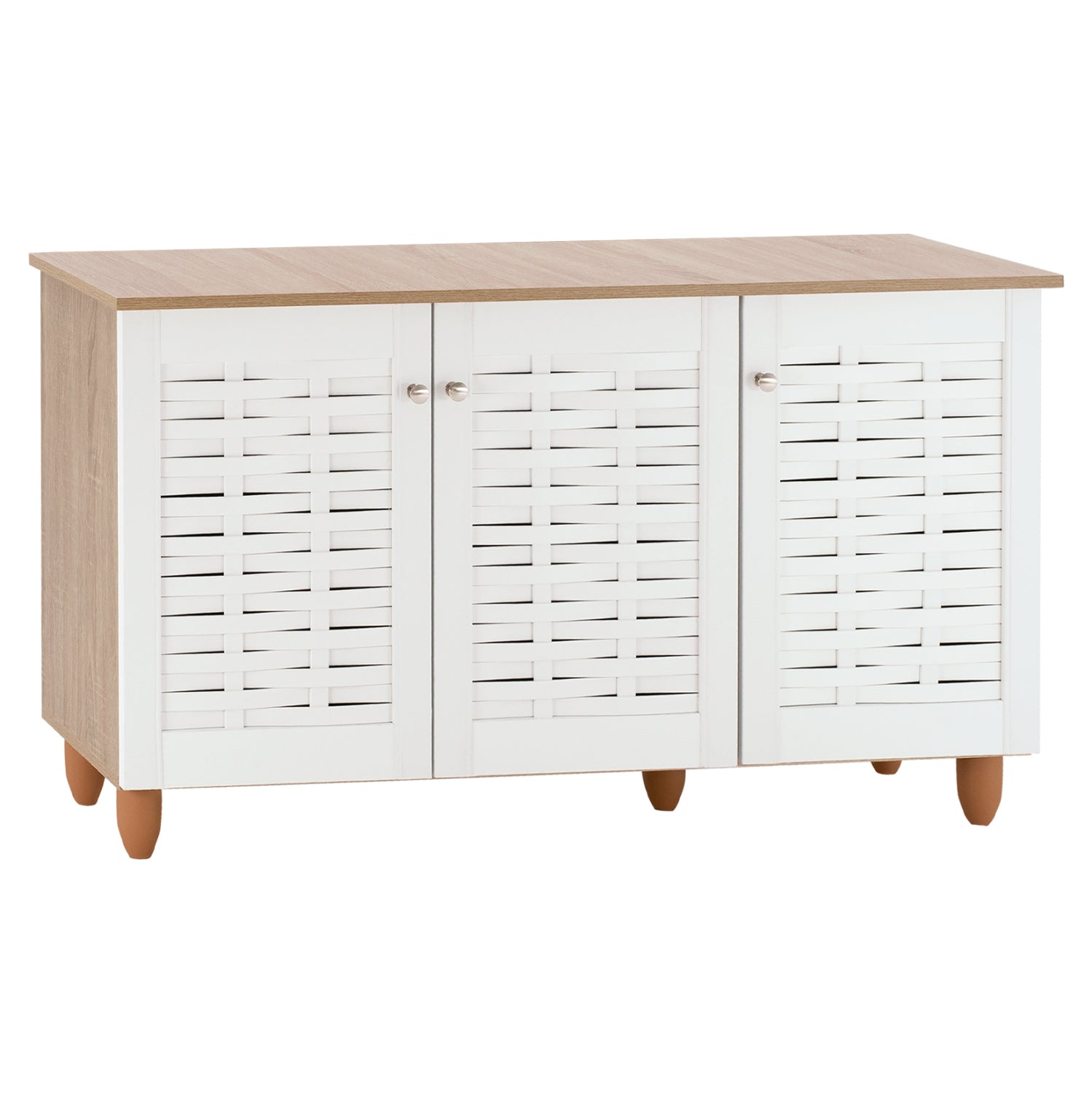 Shoe Cabinet Melamine with 3 Doors HM2211.06 Sonama-White 114,5x34x68cm image 1