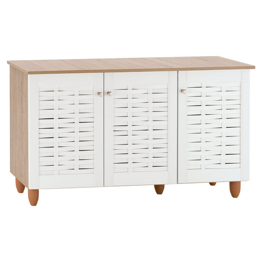 Shoe Cabinet Melamine with 3 Doors HM2211.06 Sonama-White 114,5x34x68cm image 1