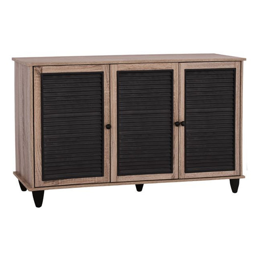 Shoe Cabinet 3 Door MCKENNA HM2267.02 melamine Sonama - black color 112x30x68,5 cm image 1