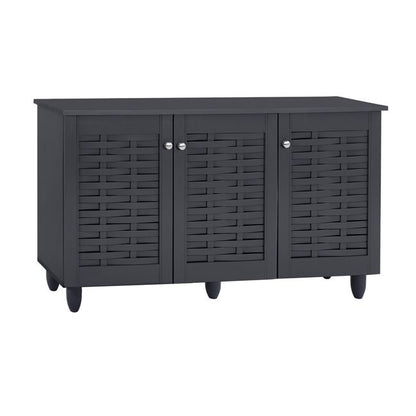 Shoe Cabinet Wooden 3 Doors HM2211.10 Grey 114x34x68 image 1