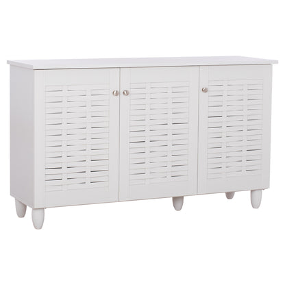 SHOE CABINET IGGY MELAMINE 3-DOOR WHITE WITH LEGS 114Χ34Χ68Hcm.HM2211.05 image 1