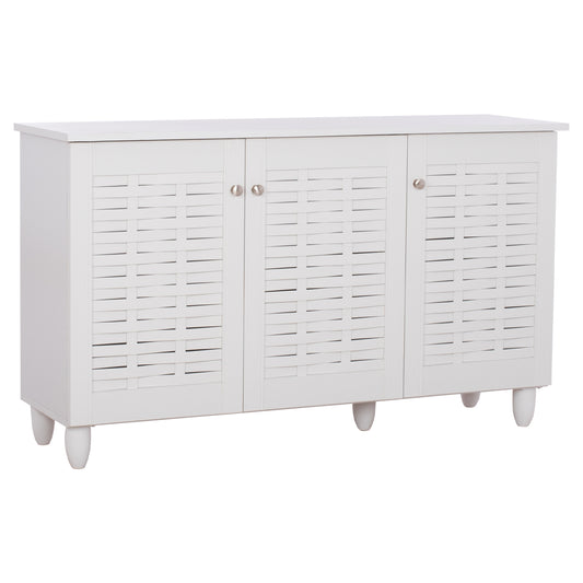 SHOE CABINET IGGY MELAMINE 3-DOOR WHITE WITH LEGS 114Χ34Χ68Hcm.HM2211.05 image 1