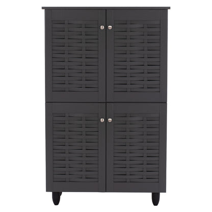 SHOE CABINET KABIRA HM2210.10 4-DOOR MELAMINE IN DARK GREY COLOR 77x34x123Hcm.