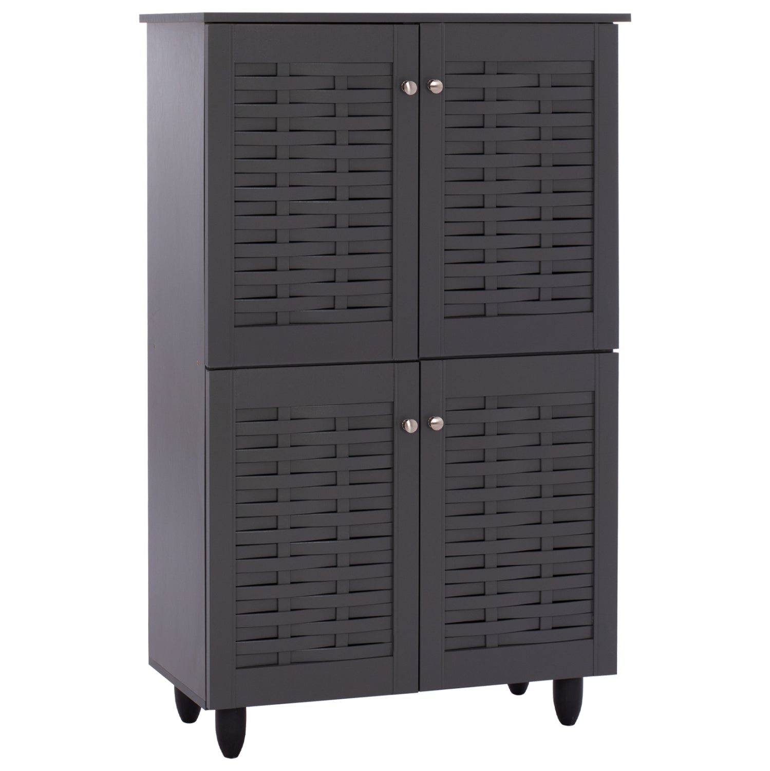 SHOE CABINET KABIRA HM2210.10 4-DOOR MELAMINE IN DARK GREY COLOR 77x34x123Hcm. image 1