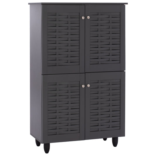 SHOE CABINET KABIRA HM2210.10 4-DOOR MELAMINE IN DARK GREY COLOR 77x34x123Hcm. image 1