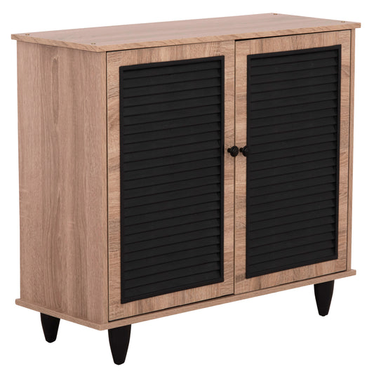 SHOE CABINET MCKENNA HM2266.02 MELAMINE IN SONAMA-BLACK 77x30x69Hcm. image 1