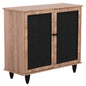 SHOE CABINET MCKENNA HM2266.02 MELAMINE IN SONAMA-BLACK 77x30x69Hcm. image 1