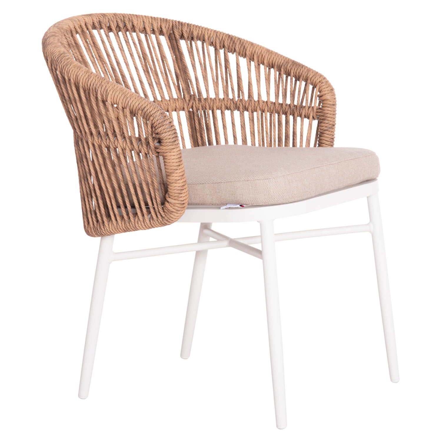 ALUMINUM ARMCHAIR ALABAMA HM6265.02 WHITE-P.E. RATTAN NATURAL-BEIGE CUSHION 58x61x75Hcm. image 1