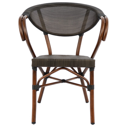Armchair Aluminum Bamboo Look Brown with textline HM5025 60,5x59x81 cm