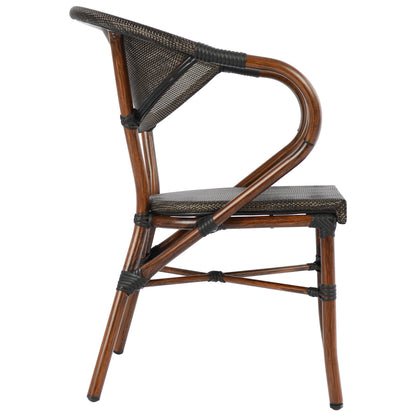 Armchair Aluminum Bamboo Look Brown with textline HM5025 60,5x59x81 cm