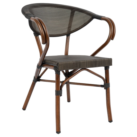 Armchair Aluminum Bamboo Look Brown with textline HM5025 60,5x59x81 cm image 1
