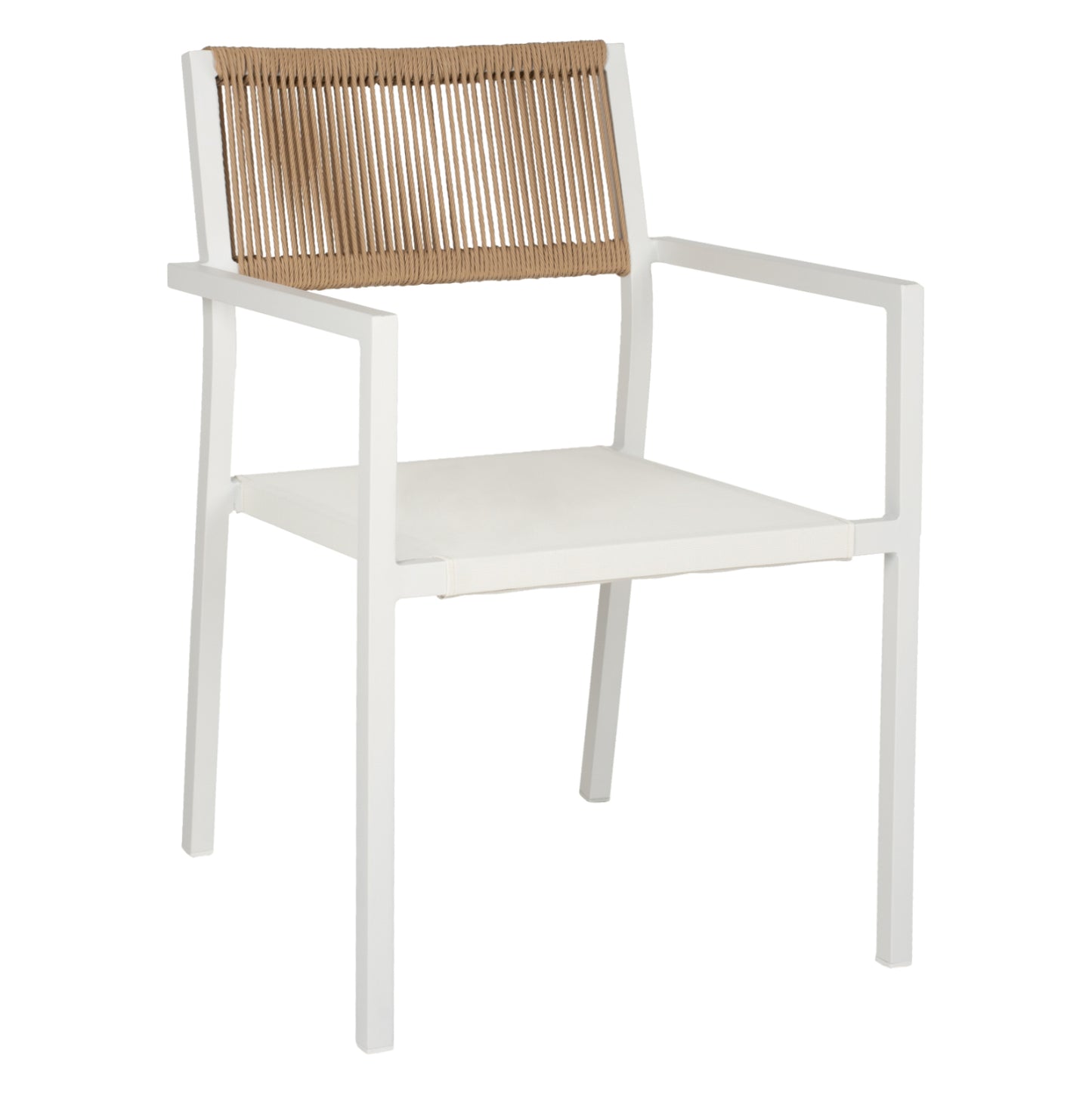 ARMCHAIR ALUMINUM PROFESSIONAL WHITE WITH PE RATTAN BACK 55,5x58,5x83Hcm.HM5893.02 image 1
