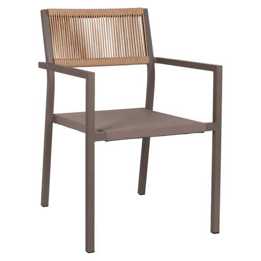 ARMCHAIR ALUMINUM PROFESSIONAL CHAMPAGNE-COLORED WITH PE RATTAN BACK HM5893.03 55.5x58.5x83 cm. image 1