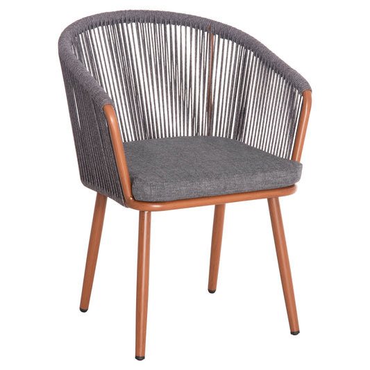 DINING CHAIR HARRIET HM5548.11 ALUMINUM BROWN FRAME-GREY P.E.ROPE 60x62x80,5Hcm. image 1