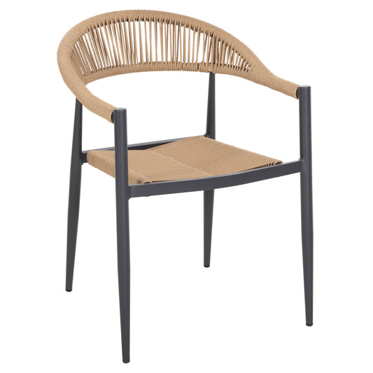 ARMCHAIR ALUMINUM GRET HM5854.02 CHARCOAL GREY ALUMINUM-BEIGE PE RATTAN 56x55,5x78Η image 1