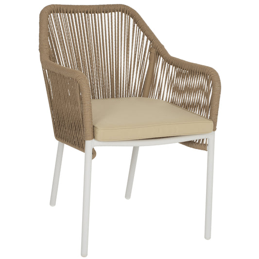 ARMCHAIR ALUMINUM HM5855.01 WHITE WITH PE WICKER ROPE BEIGE 56x66x82 image 1