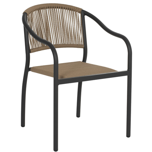 ARMCHAIR ALUMINUM HM5856.02 CHARCOAL GREY WITH PE WICKER ROPE 57x63x80H image 1