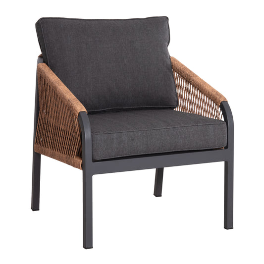 ALUMINUM ARMCHAIR MAYBEL HM6283.01 ANTHRACITE WITH BROWN P.E.RATTAN 67x74x72-87Hcm. image 1