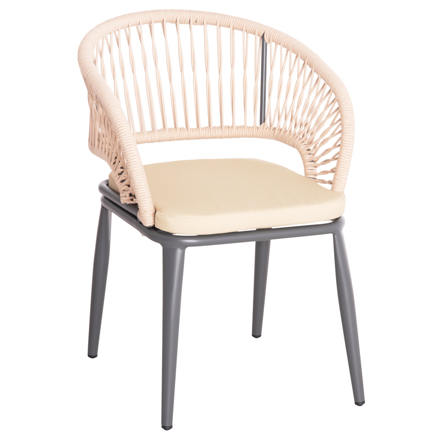 ALUMINUM ARMCHAIR MAGNET HM6287.01 DRAK GREY FRAME-P.E.ROPE IN CREAM WHITE 59x61x81.5Hcm. image 1