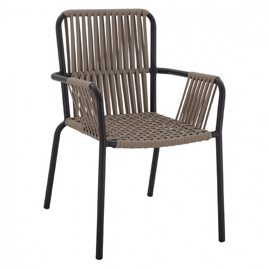 ALUMINUM CHAIR ARMCHAIR WITH WIDE ROPE CAPPUCCINO HM5784.02 56x58x85 cm. image 1