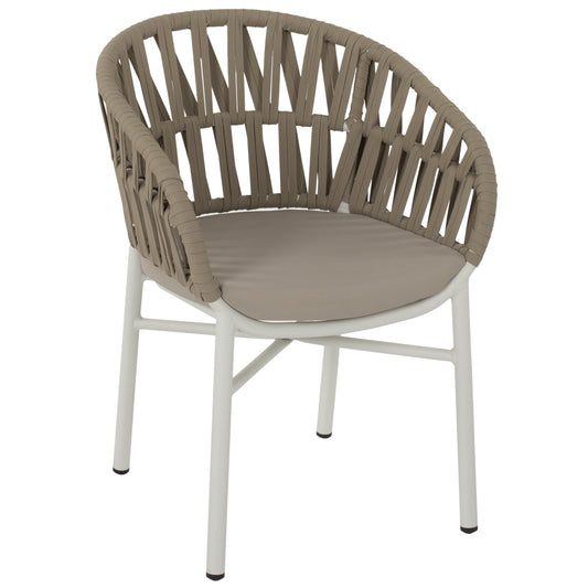 ARMCHAIR ALUMINUM WHITE WITH BEIGE ROPE 57x56x78Η cm.HM5857.02 image 1