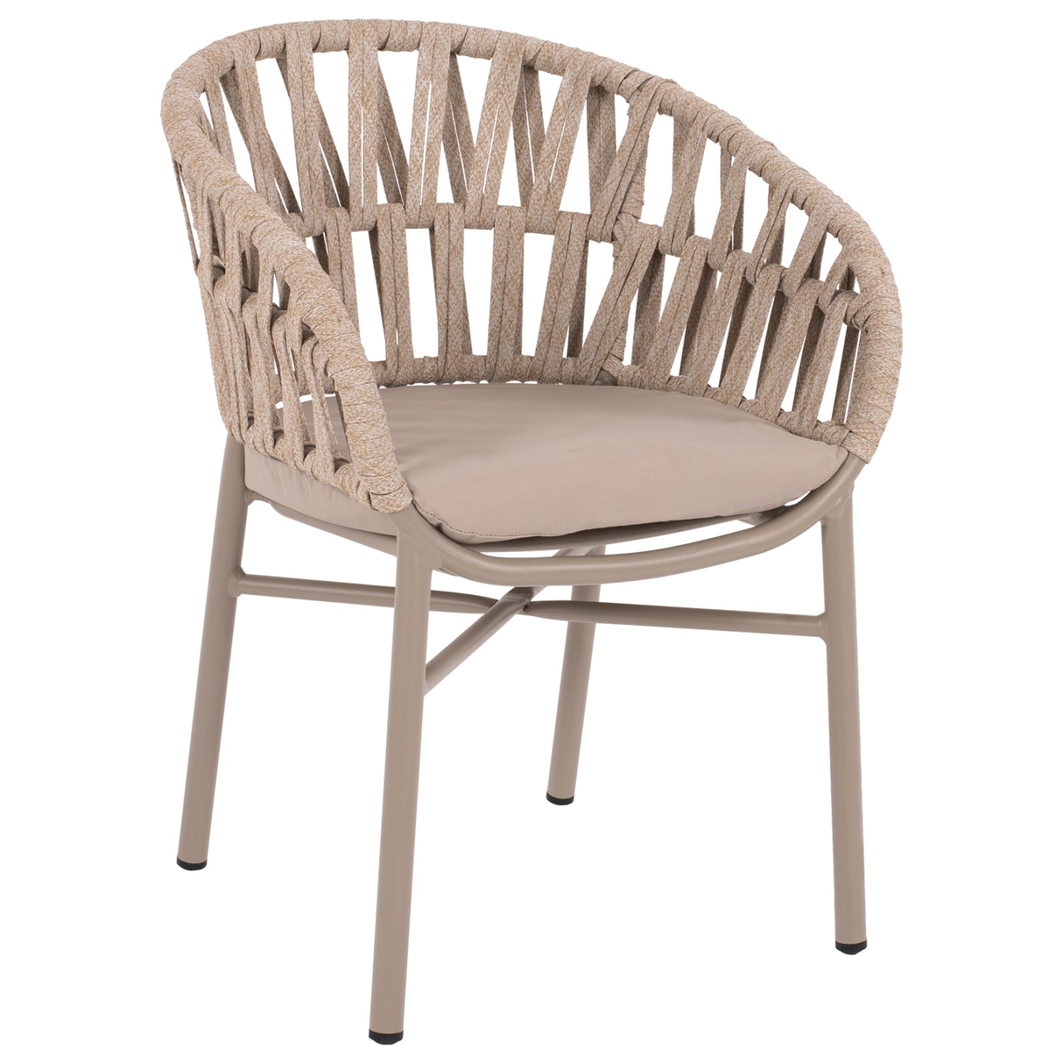 ARMCHAIR ALUMINUM LIGHT MOCHA & BEIGE ROPE 57x56x78Hcm.HM5857.03 image 1
