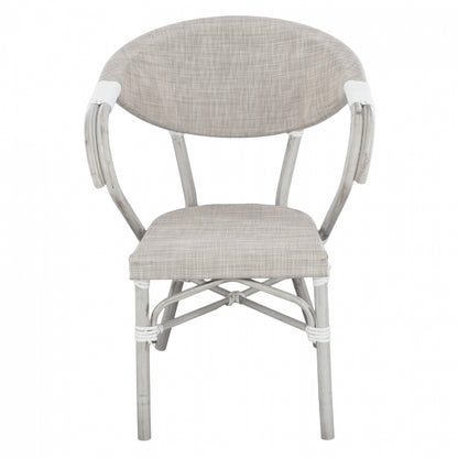 Armchair aluminum Bamboo Look Grey Patina with textline HM5108 57x57x83cm