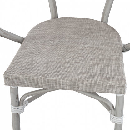 Armchair aluminum Bamboo Look Grey Patina with textline HM5108 57x57x83cm