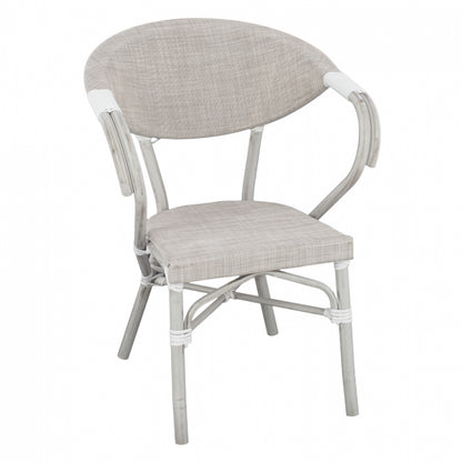 Armchair aluminum Bamboo Look Grey Patina with textline HM5108 57x57x83cm image 1
