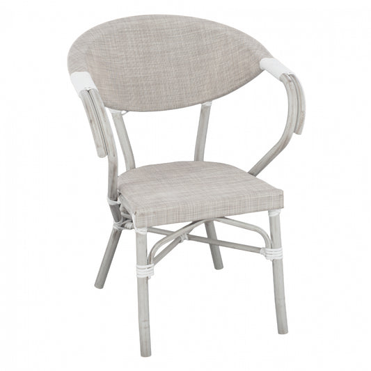 Armchair aluminum Bamboo Look Grey Patina with textline HM5108 57x57x83cm image 1