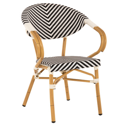 ARMCHAIR ALUMINUM HM5861.01 BAMBOO LOOK BLACK-WHITE image 1