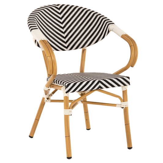 ARMCHAIR ALUMINUM HM5861.01 BAMBOO LOOK BLACK-WHITE image 1