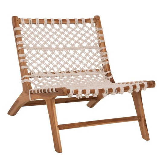 CHAIR ANTIB HM9466.01 TEAK WOOD NATURAL AND ROPE WHITE 65x78x68Hcm. image 1