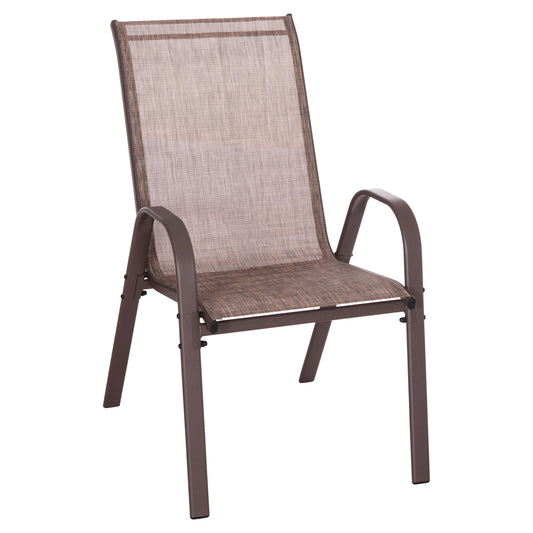 OUTDOOR ARMCHAIR LEON HM5000.42 BROWN METAL FRAME & TEXTILENE-4PCS SET- 55x70x91Hcm. image 1