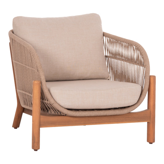 OUTDOOR LOUNGE ARMCHAIR SANJI HM6221 ACACIA WOOD-ALUMINUM-ROPE 88x78x68-75Hcm. image 1