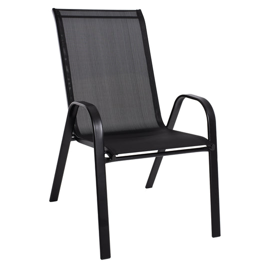 OUTDOOR ARMCHAIR LEON HM5000.03 BLACK METAL-BLACK TEXTILENE 55x77x95Hcm. image 1