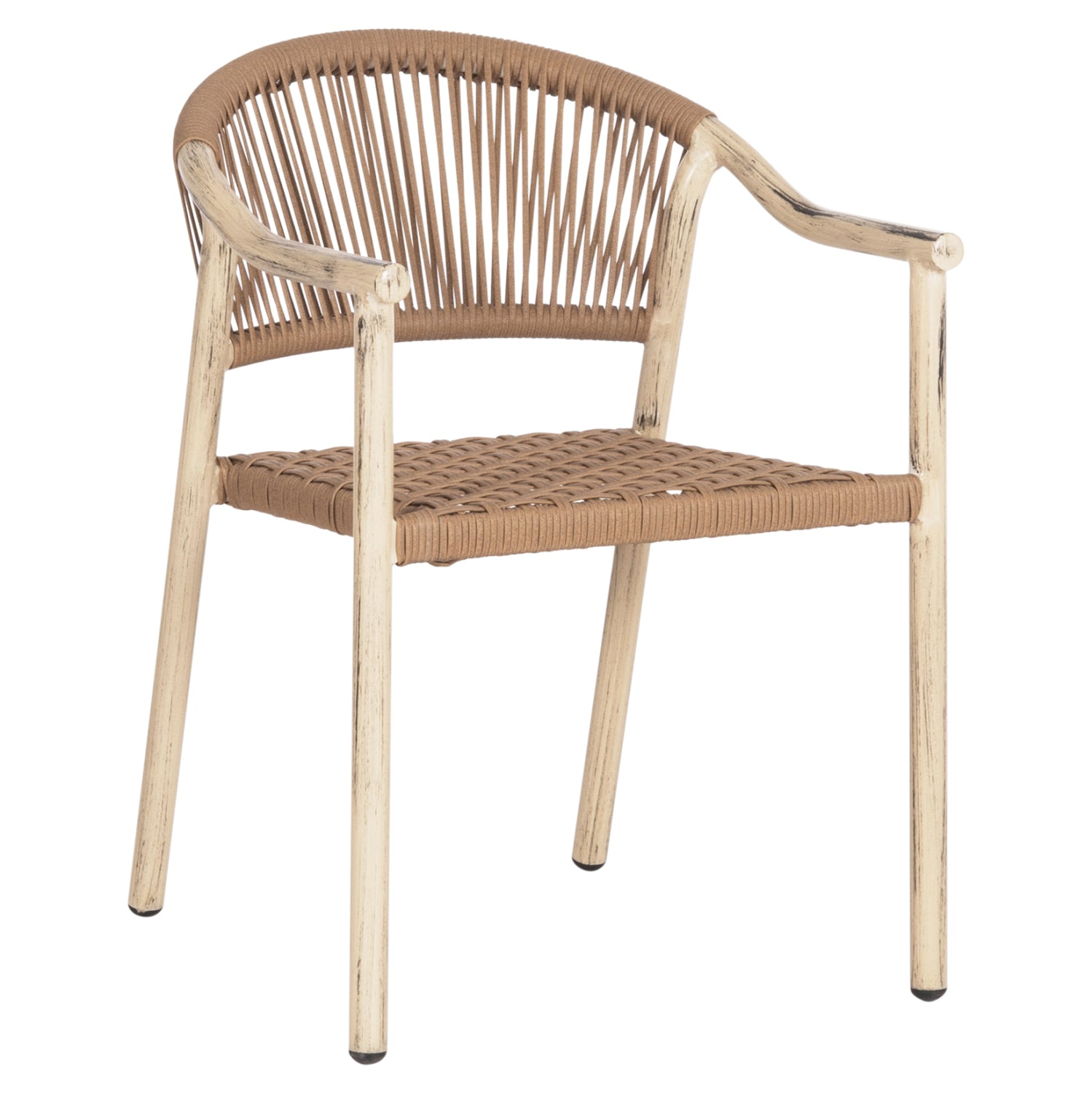 DINING ARMCHAIR KERLY HM6050.01 ALUMINUM IN OAK LOOK--P.E.RATTAN IN COPPER COLOR 54x58.5x76Hcm image 1