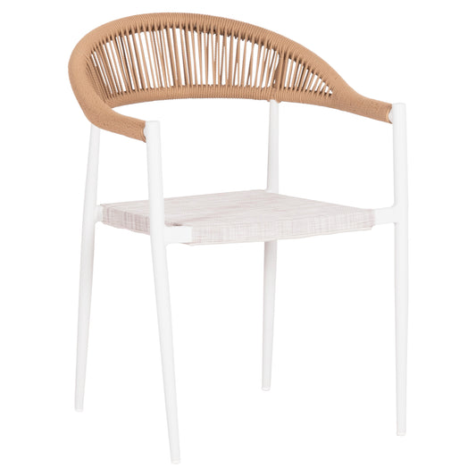 OUTDOOR DINING CHAIR BERG HM6284.01 ALUMINUM & TEXTILENE IN WHITE--P.E.TWISTED RATTAN 55x56x79Hcm. image 1